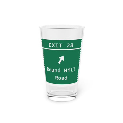 Vintage Merritt Parkway Exit 28 Sign Pint Glass, 16oz