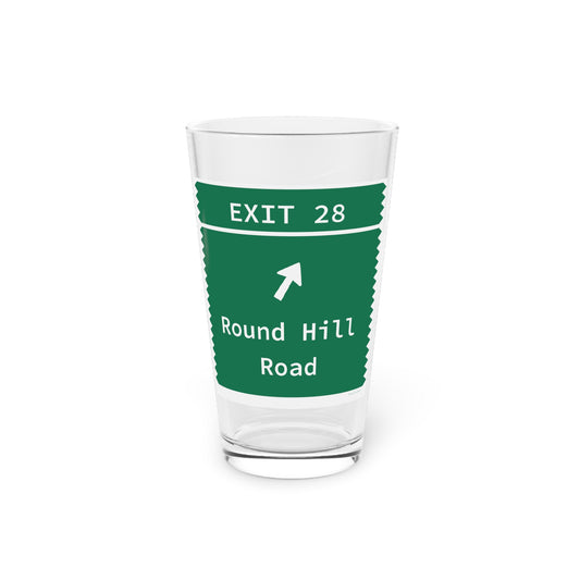 Vintage Merritt Parkway Exit 28 Sign Pint Glass, 16oz