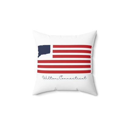 Wilton Connecticut Flag Spun Polyester Square Pillow