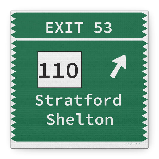 Vintage Merritt Parkway Exit 53 Sign Matte Canvas, Stretched, 1.25"
