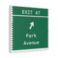 Vintage Merritt Parkway Exit 47 Sign Matte Canvas, Stretched, 1.25"