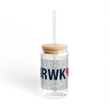 Norwalk Love Glass Can with Straw and Lid, 16oz