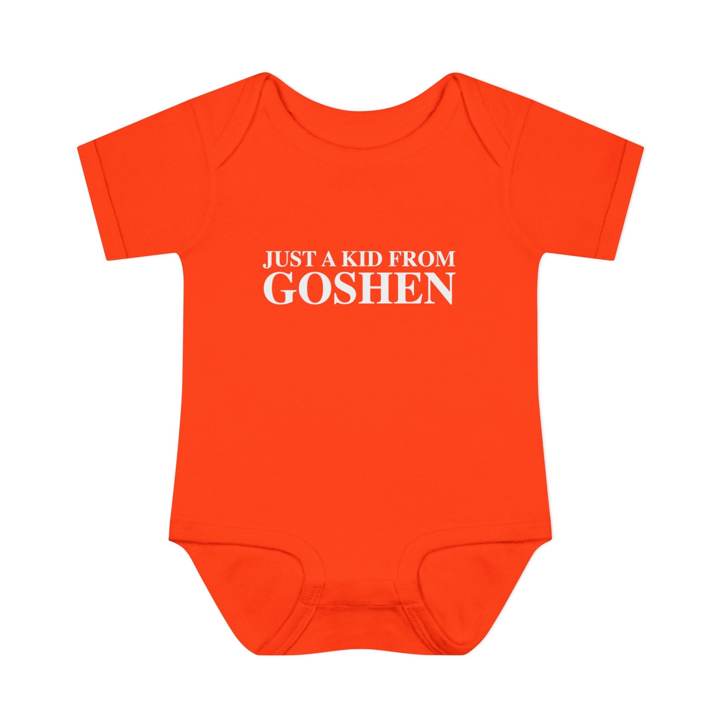 Just a kid from Goshen Infant Baby Rib Bodysuit