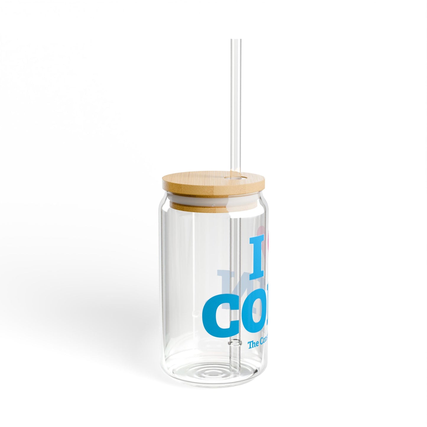 I Heart CONN. Glass Can with Straw and Lid, 16oz