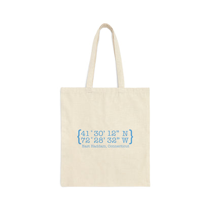 East haddam coordinates tote bag