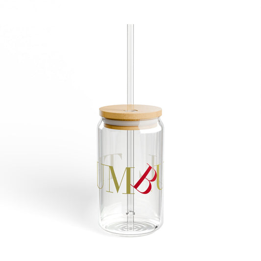 41 Tilt Trumbull Glass Can with Straw and Lid, 16oz