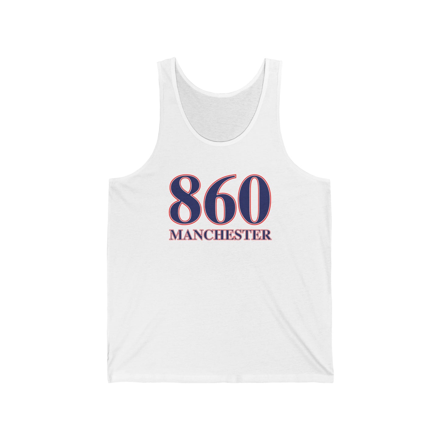 860 Manchester Red White & Blue Unisex Jersey Tank Top