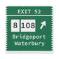 Vintage Merritt Parkway Exit 52 Sign Matte Canvas, Stretched, 1.25"