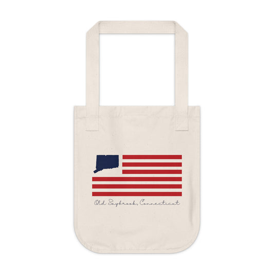 Old Saybrook Connecticut Flag Organic Canvas Tote Bag