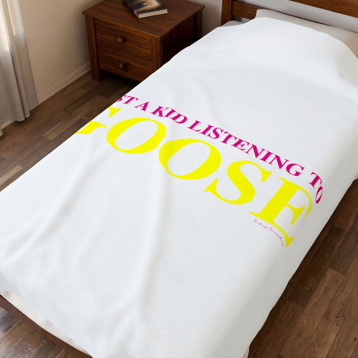 Just a kid listening to Goose  - Yellow & Pink Velveteen Plush Blanket