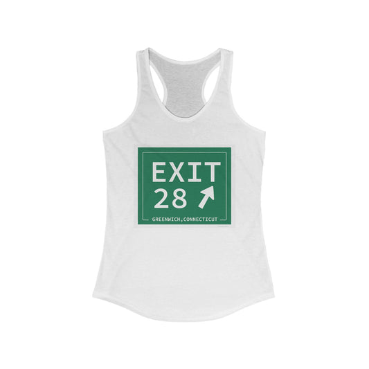 Vintage Exit 28 Merritt Parkway Sign Women's Ideal Racerback Tank Top