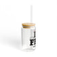 I Heart FFLD Glass Can with Straw and Lid, 16oz