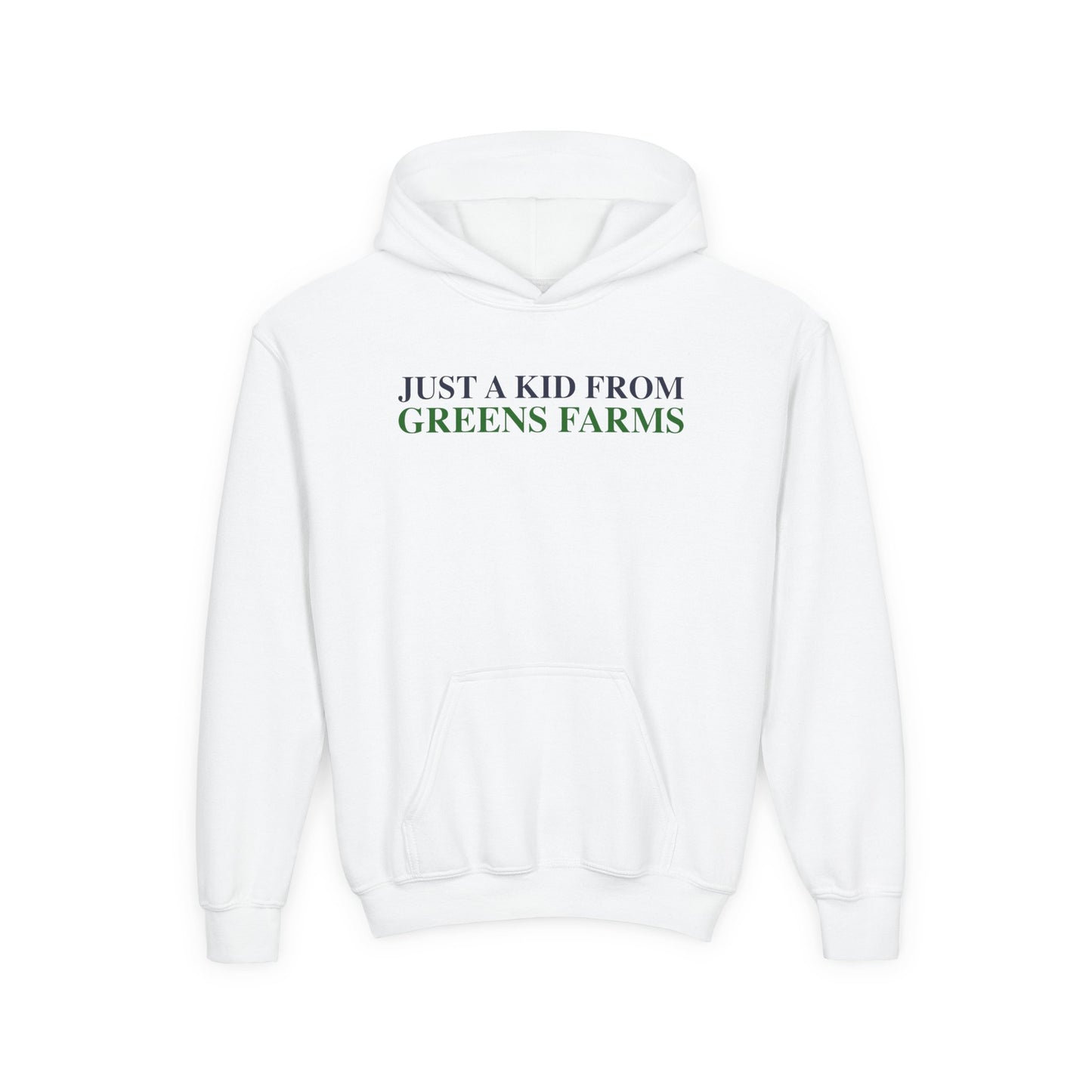 Just a kid from Greens Farms Youth Heavy Blend Hooded Sweatshirt