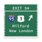 Vintage Merritt Parkway Exit 54 Sign Matte Canvas, Stretched, 1.25"