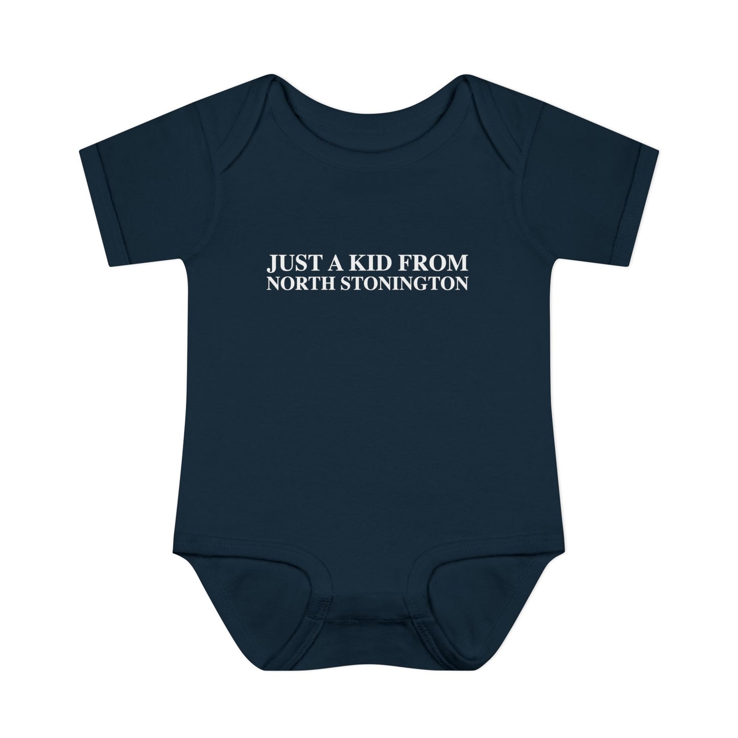 Just a kid from North Stonington Infant Baby Rib Bodysuit