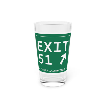 Vintage Exit 51  Merritt Parkway Sign Pint Glass, 16oz