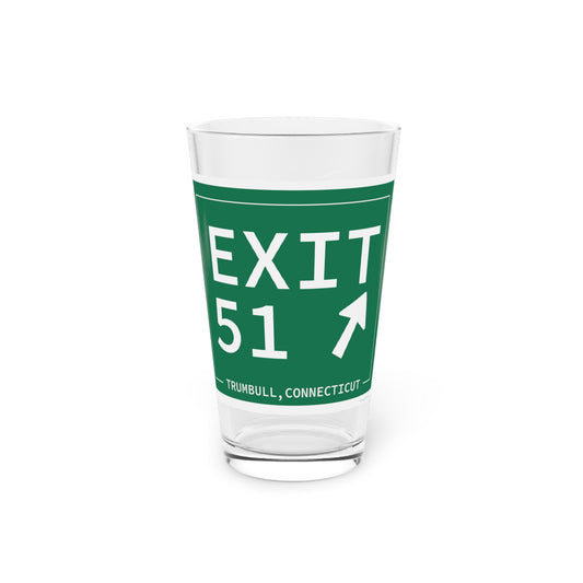 Vintage Exit 51  Merritt Parkway Sign Pint Glass, 16oz