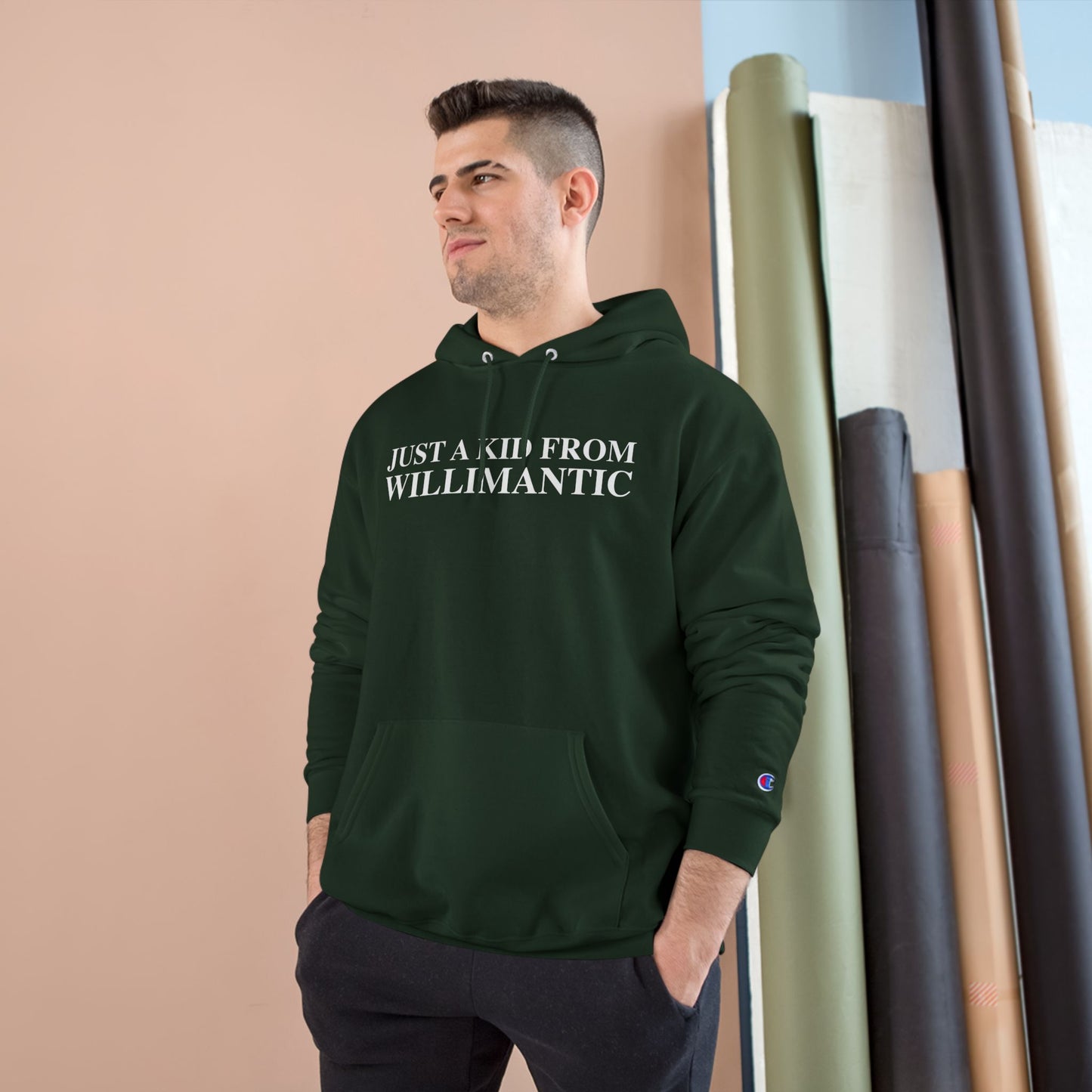 Just a kid from Willimantic Champion Hoodie