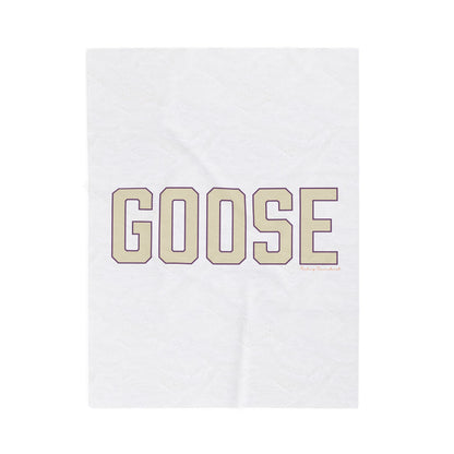 Goose Zip Code Cream & Purple Velveteen Plush Blanket