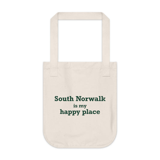 South Norwalk is My Happy Place Organic Canvas Tote Bag