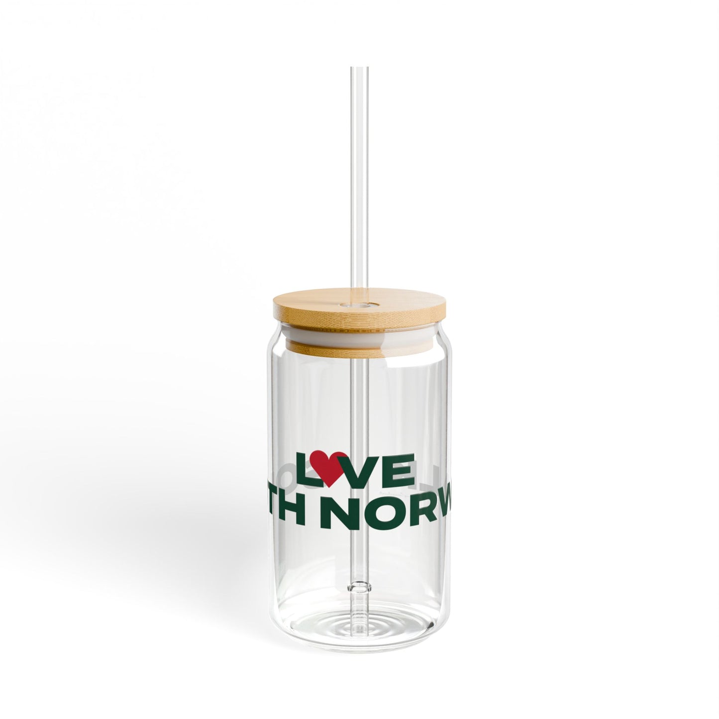 Love South Norwalk Glass Can with Straw and Lid, 16oz