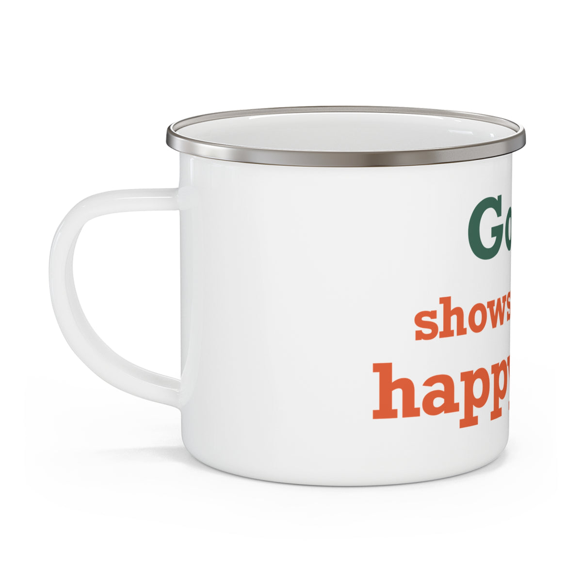Goose Shows Are My Happy Place - Orange & Green Enamel Camping Mug