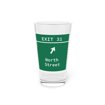 Vintage Merritt Parkway Exit 31 Sign Pint Glass, 16oz