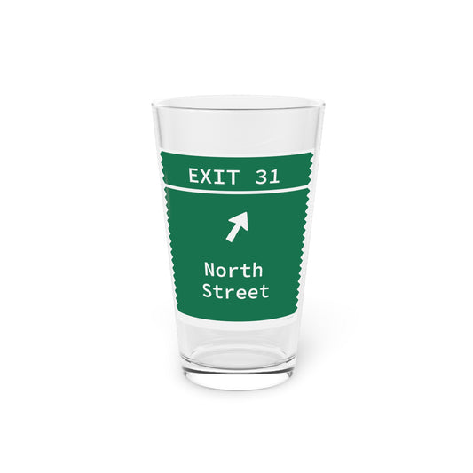 Vintage Merritt Parkway Exit 31 Sign Pint Glass, 16oz