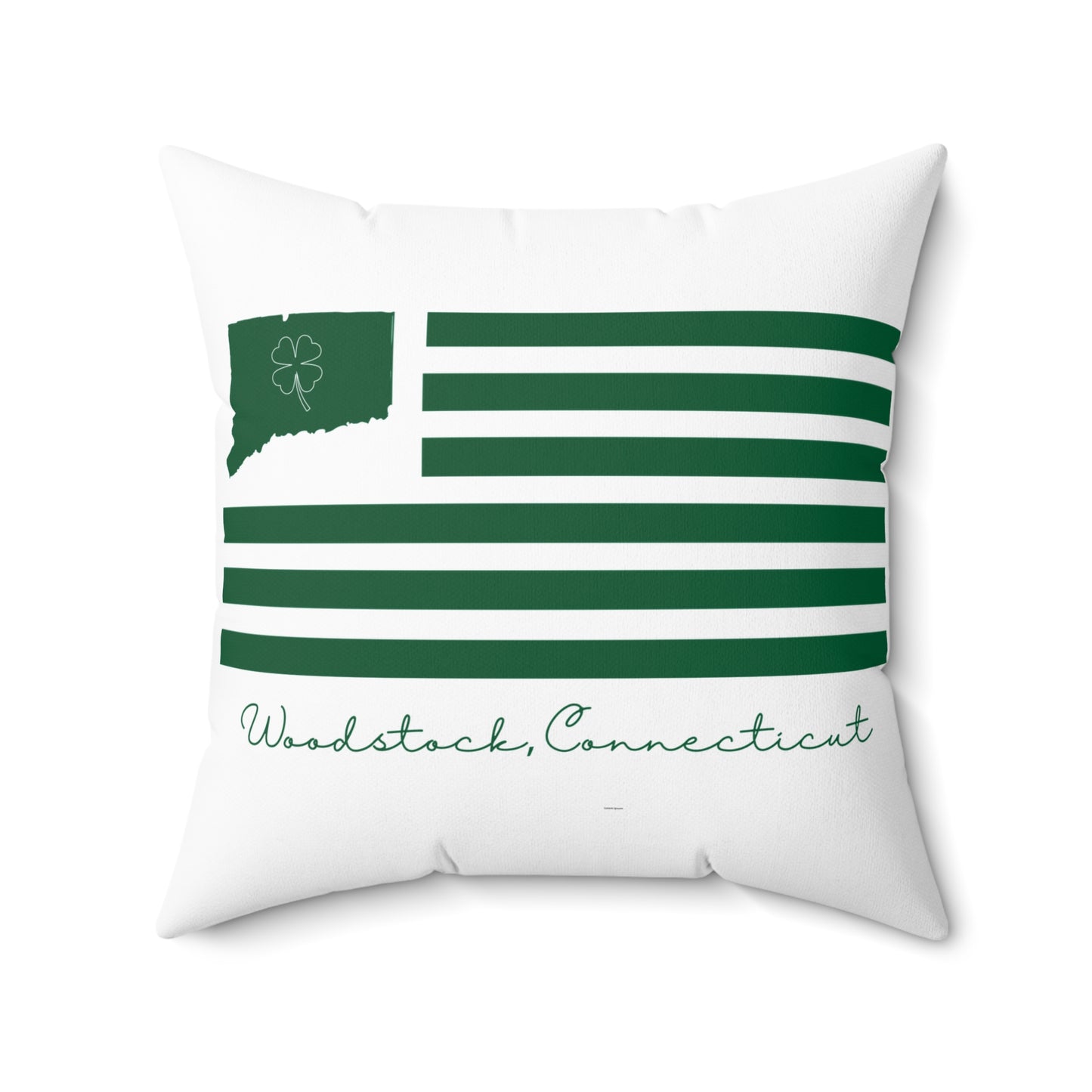 Woodstock Connecticut St. Patrick’s Day Flag Spun Polyester Square Pillow