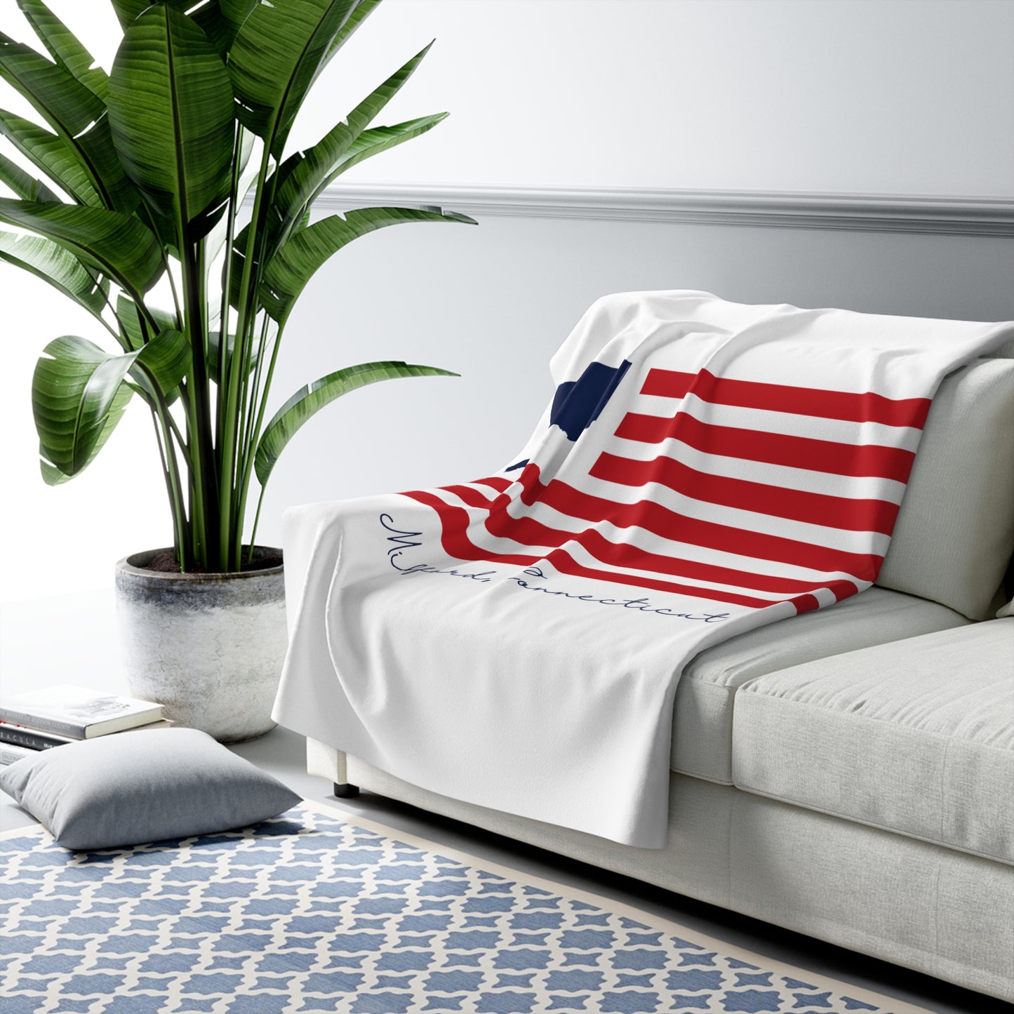 Milford Connecticut Flag Sherpa Fleece Blanket