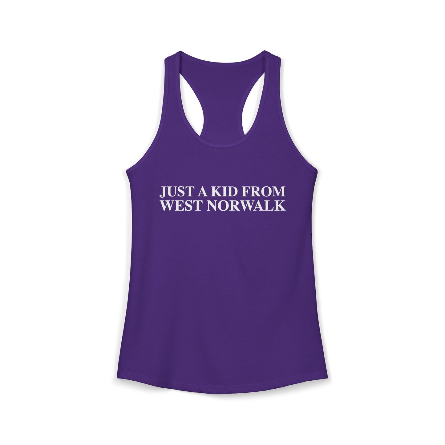 Just a kid from West Norwalk Women's Ideal Racerback Tank Top