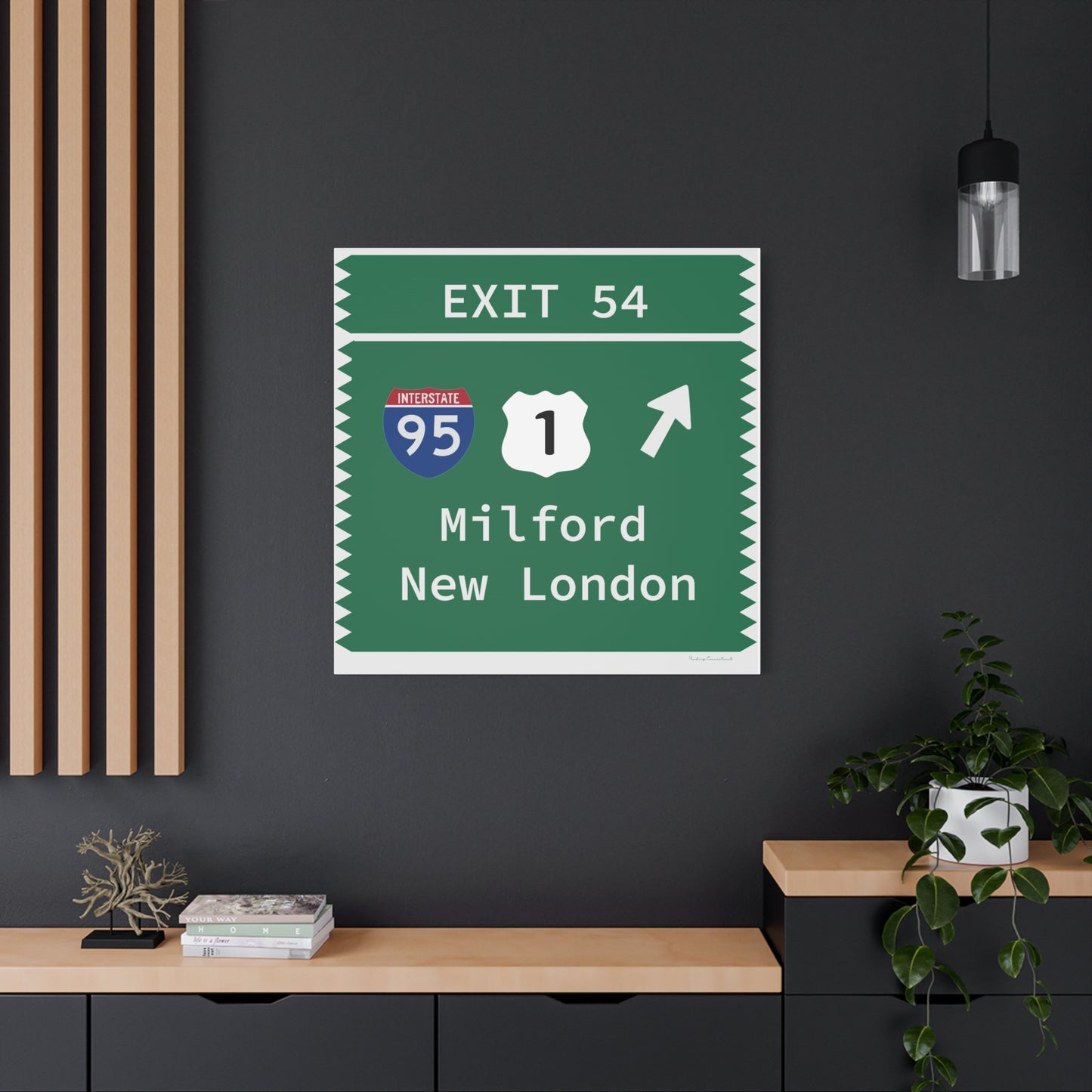Vintage Merritt Parkway Exit 54 Sign Matte Canvas, Stretched, 1.25"