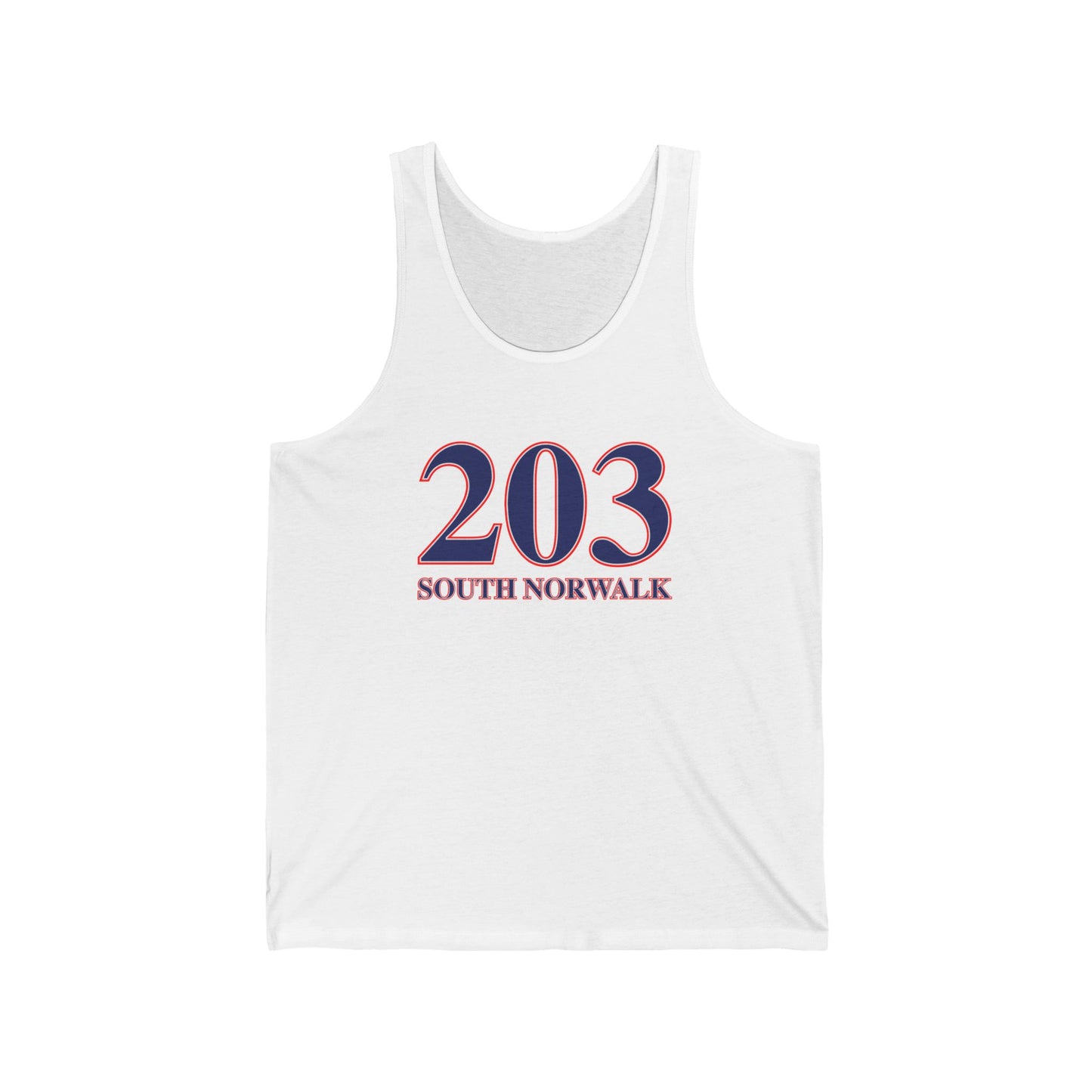 203 South Norwalk Red, White & Blue Unisex Jersey Tank Top