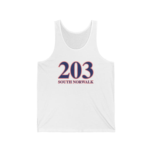 203 South Norwalk Red, White & Blue Unisex Jersey Tank Top