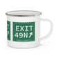 Vintage Exit 49N  Merritt Parkway Sign Enamel Camping Mug