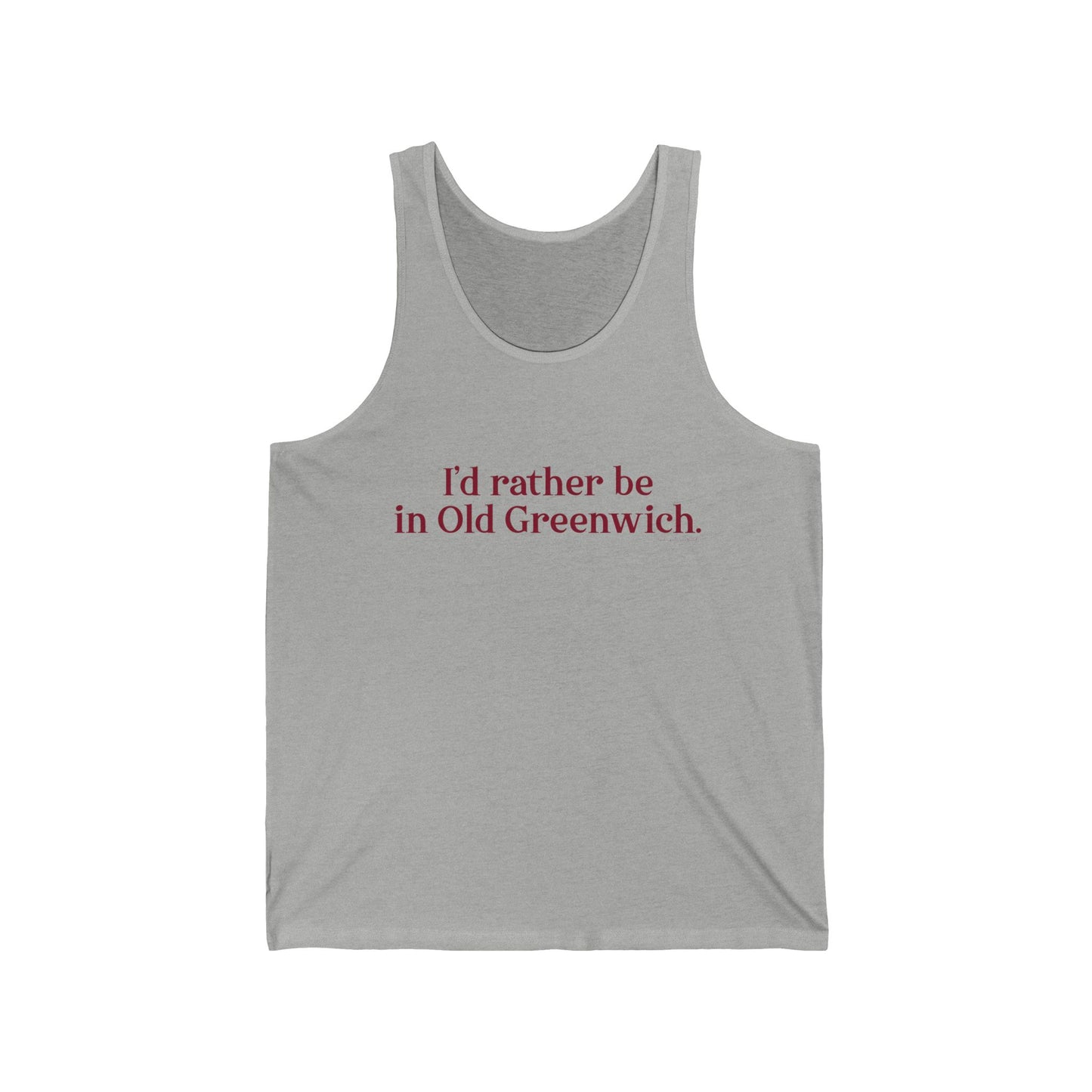I’d rather be in Old Greenwich Unisex Jersey Tank Top