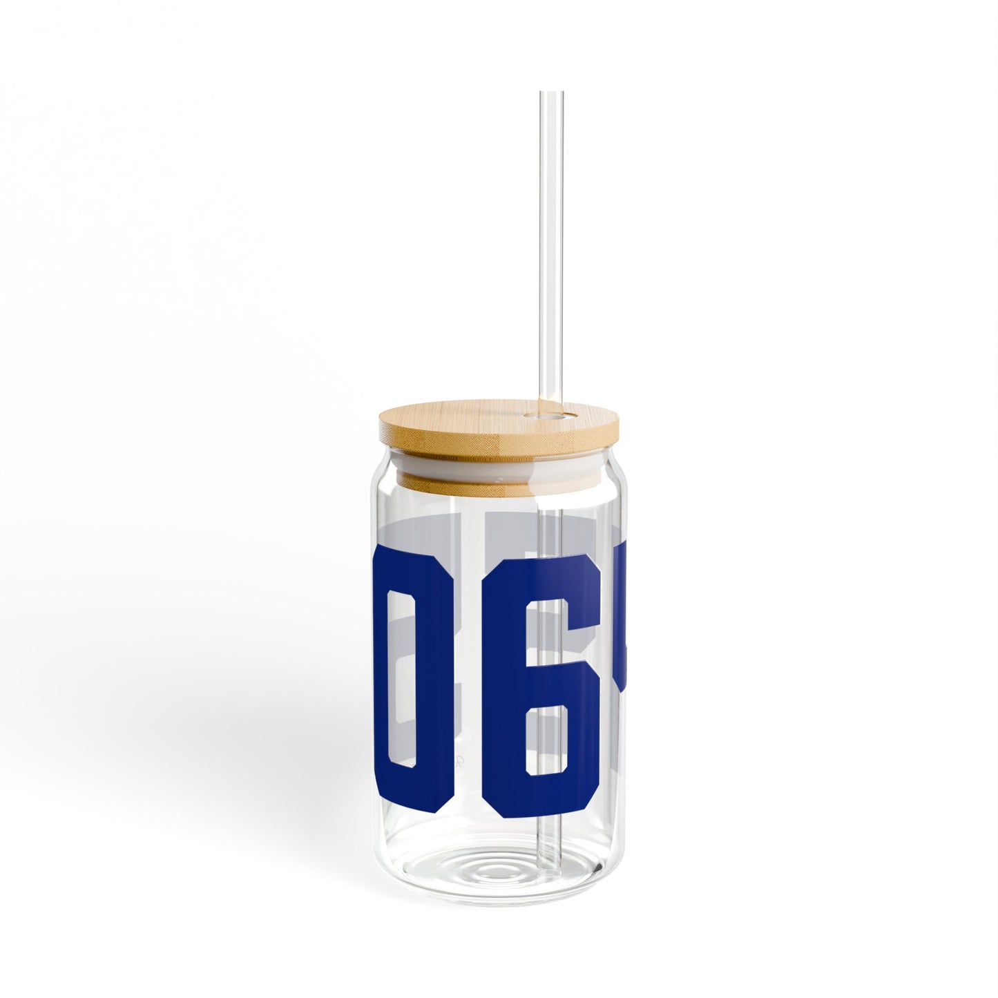 06455 Middlefield Connecticut Zip Code Glass Can with Straw and Lid, 16oz