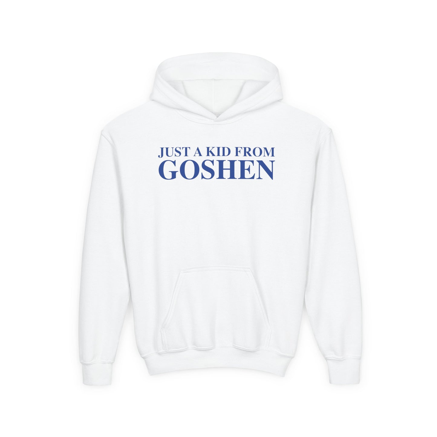 Just a kid from Goshen Youth Heavy Blend Hooded Sweatshirt