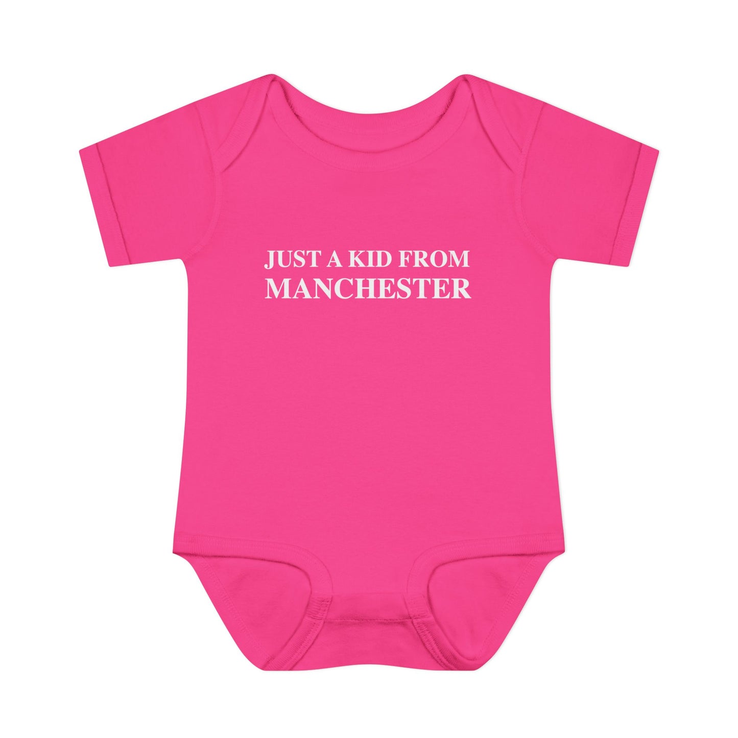 Just a kid from Manchester Infant Baby Rib Bodysuit