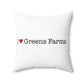I Heart Greens Farms. Spun Polyester Square Pillow