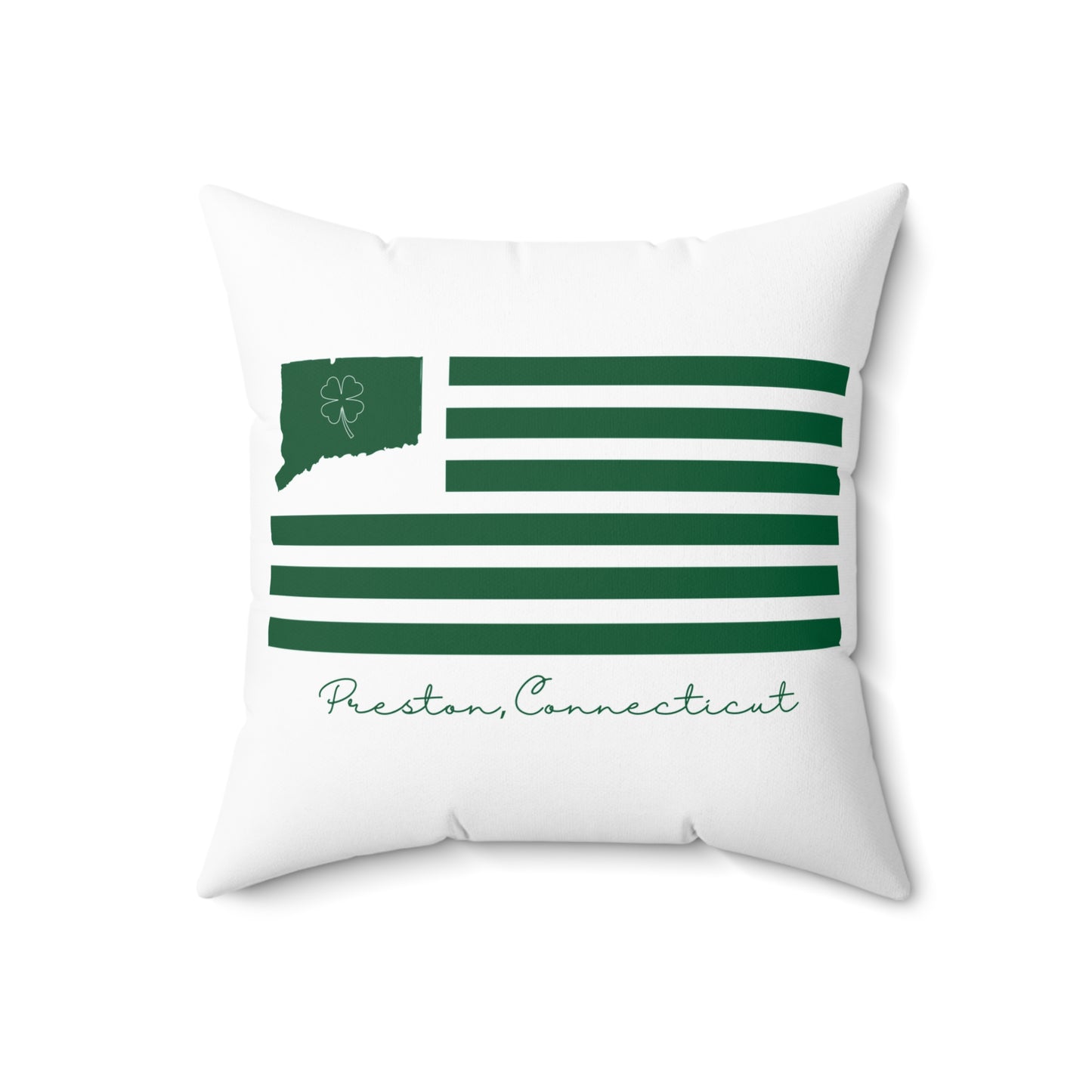 Preston Connecticut St. Patrick’s Day Flag Spun Polyester Square Pillow