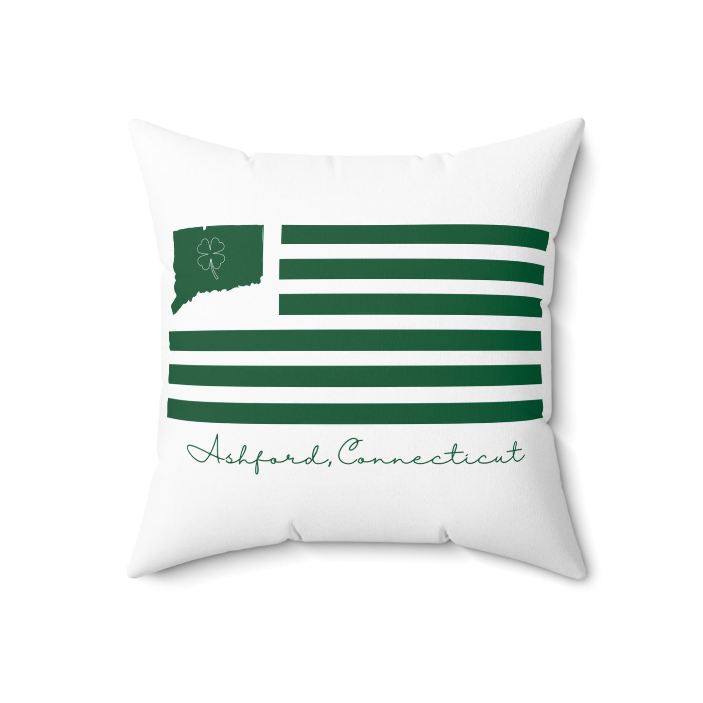 Ashford Connecticut St. Patrick’s Day Flag  Spun Polyester Square Pillow