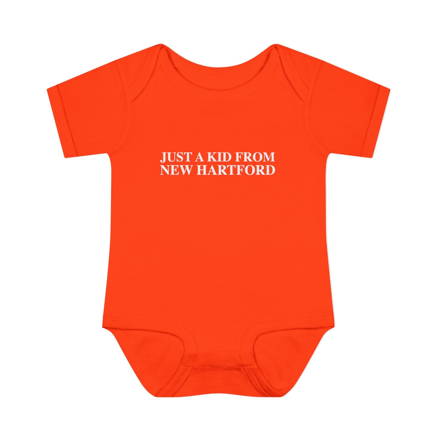 Just a kid from New Hartford Infant Baby Rib Bodysuit