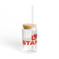 Love Stamford Glass Can with Straw and Lid, 16oz