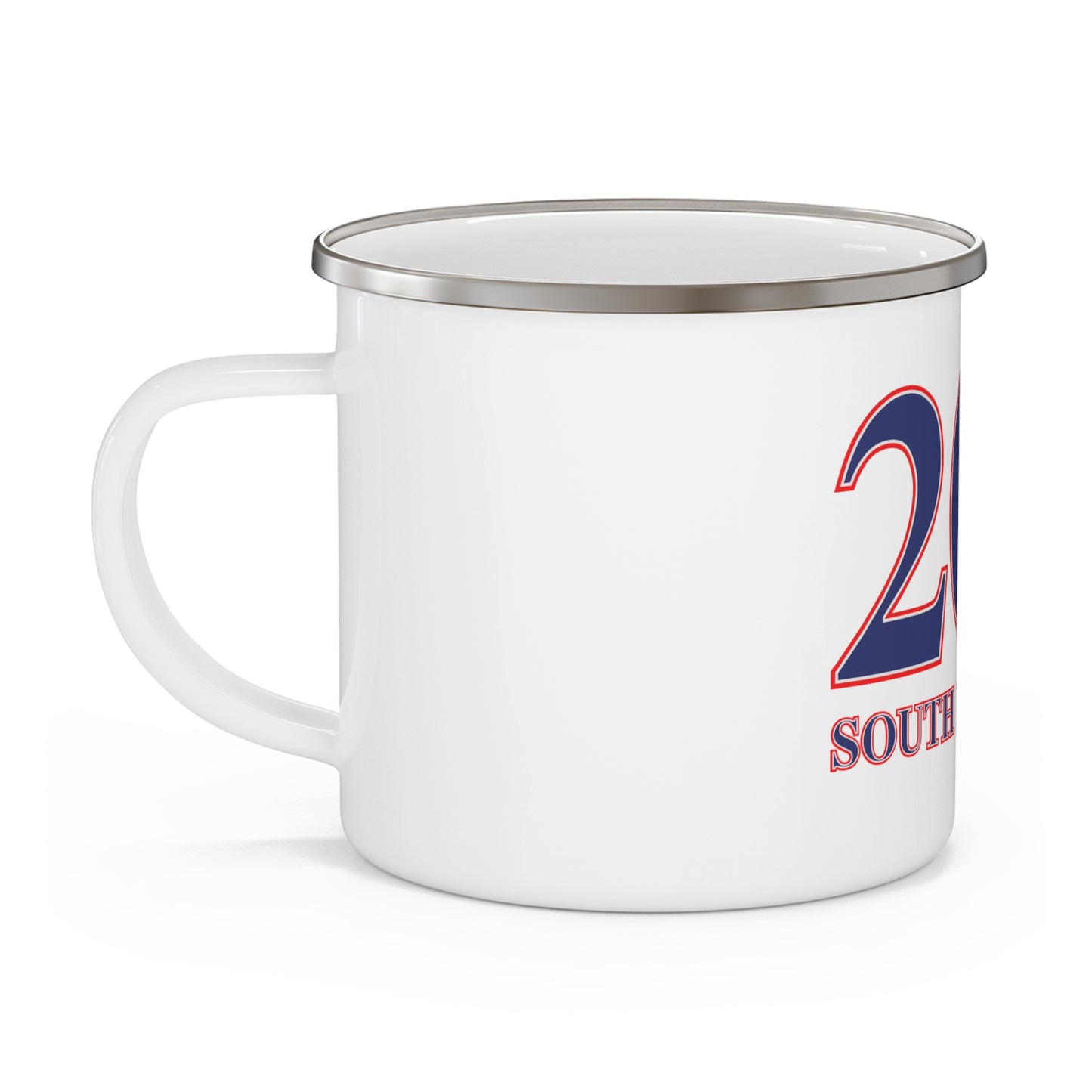 203 South Norwalk Red, White & Blue Enamel Camping Mug
