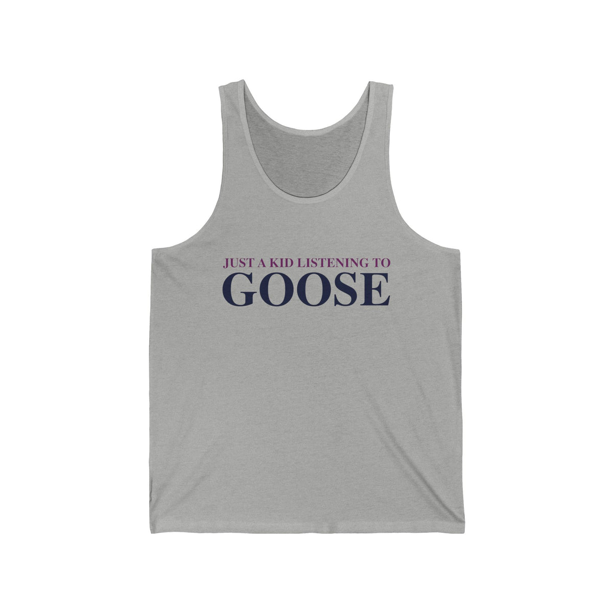 Just a kid listening to Goose - Blue & Purple Unisex Jersey Tank Top