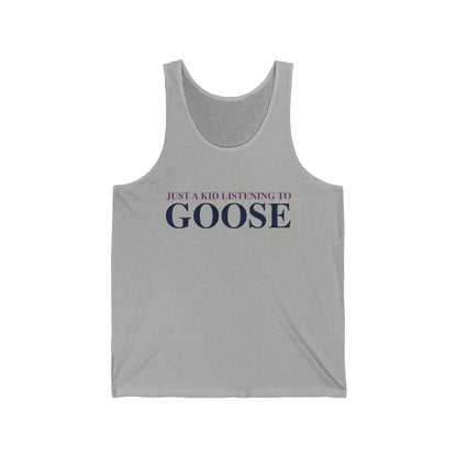 Just a kid listening to Goose - Blue & Purple Unisex Jersey Tank Top