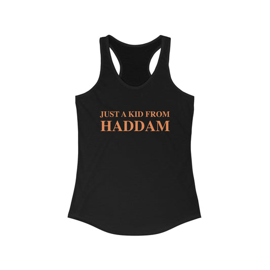 Just a kid from Haddam Women's Ideal Racerback Tank