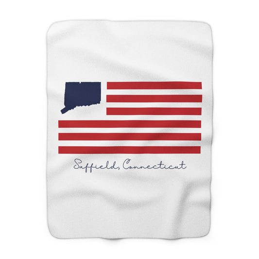 Suffield Connecticut Flag Sherpa Fleece Blanket