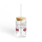 Love Greenwich Glass Can with Straw and Lid, 16oz